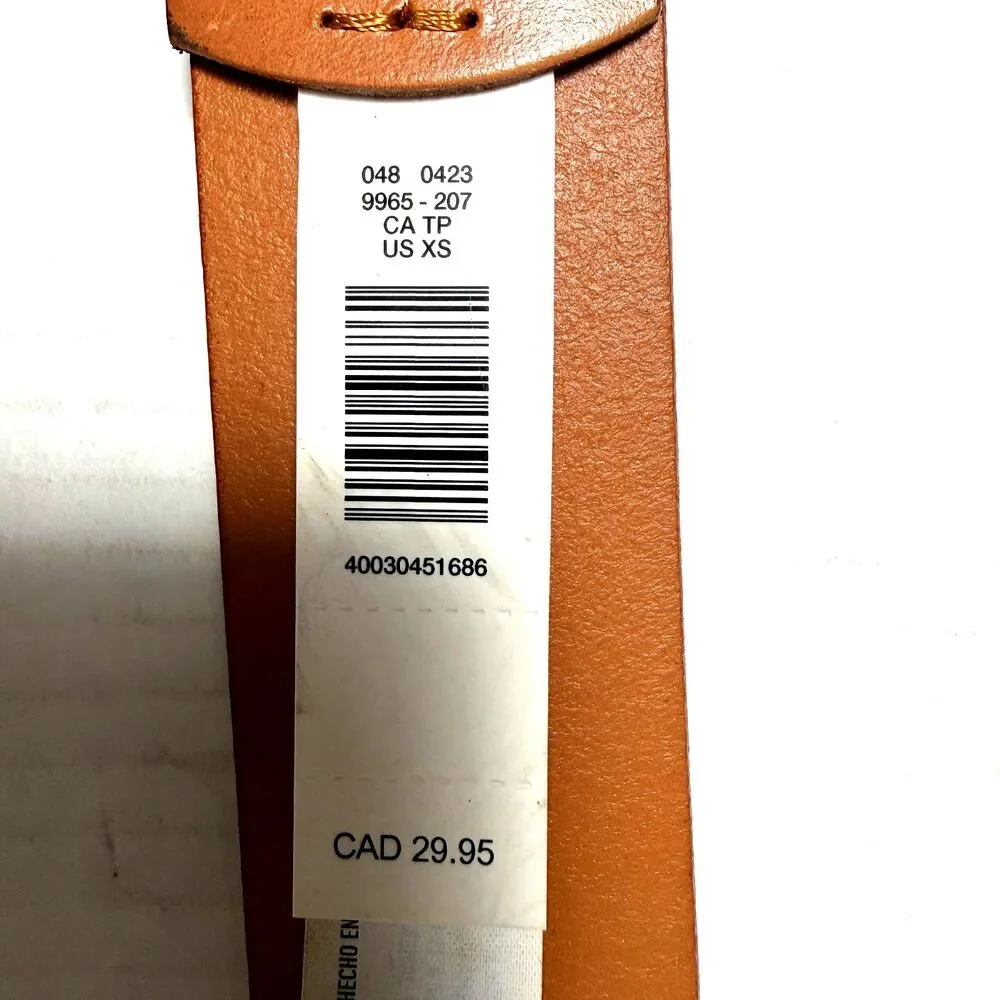 Vtg American Eagle Outfitters AEO Tan Beige Leather Belt Size 26 X-Small Brass
